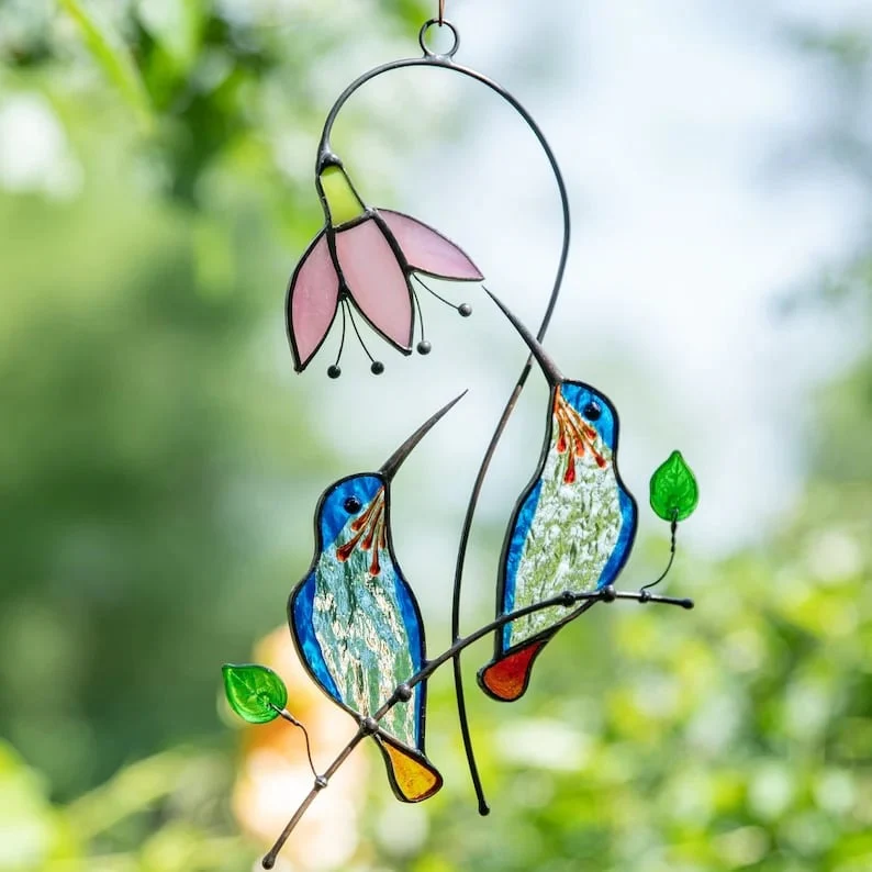 💖Mother's Day Gift- Handmade Stained Hummingbird Suncatcher - Image 5