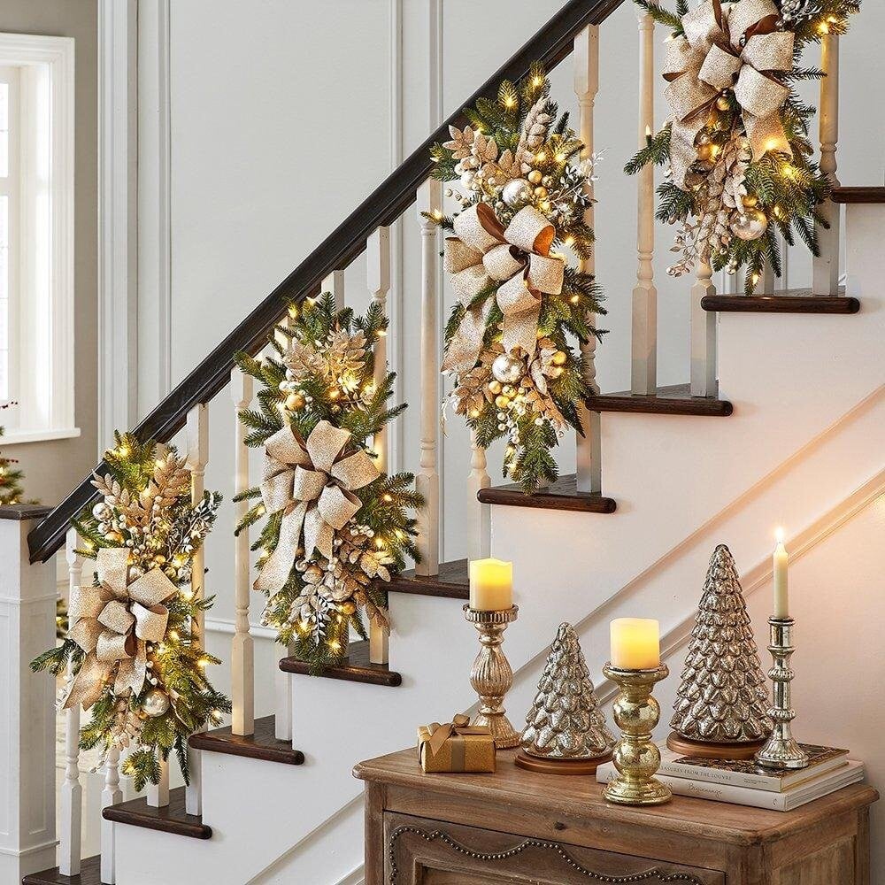 The Cordless Prelit Stairway Swag Trim-BUY 2 FREE SHIPPING