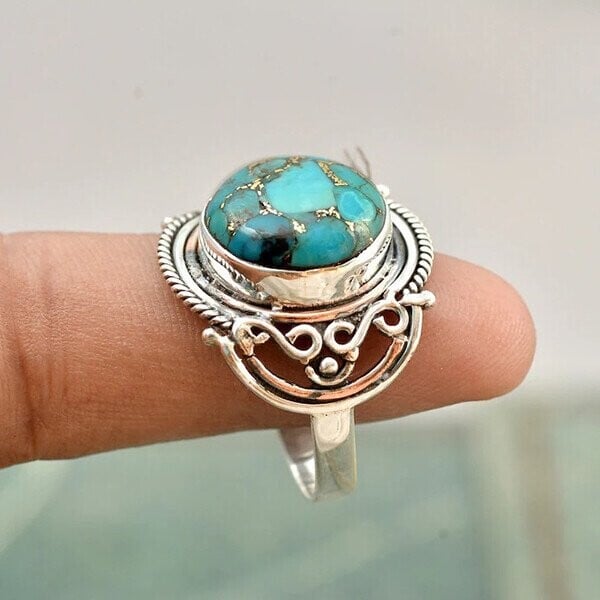 🔥🔥Boho Turquoise Silver Ring