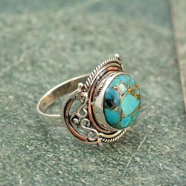 🔥🔥Boho Turquoise Silver Ring - Image 3