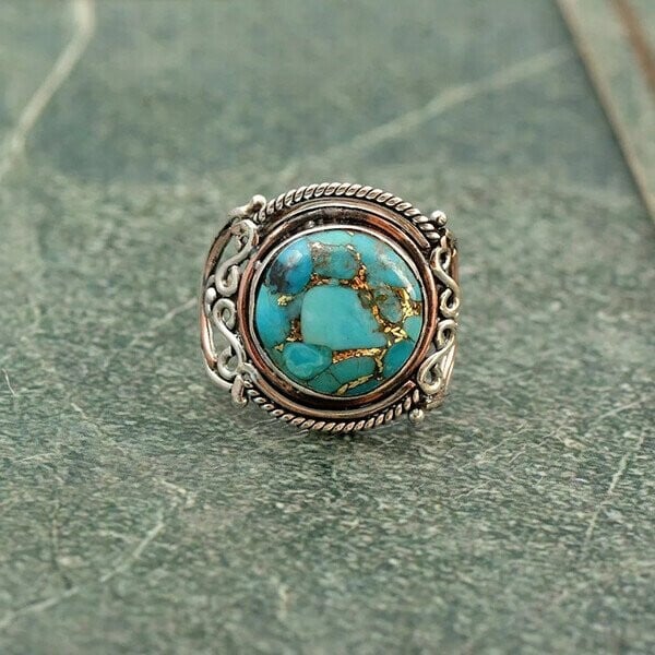 🔥🔥Boho Turquoise Silver Ring - Image 4