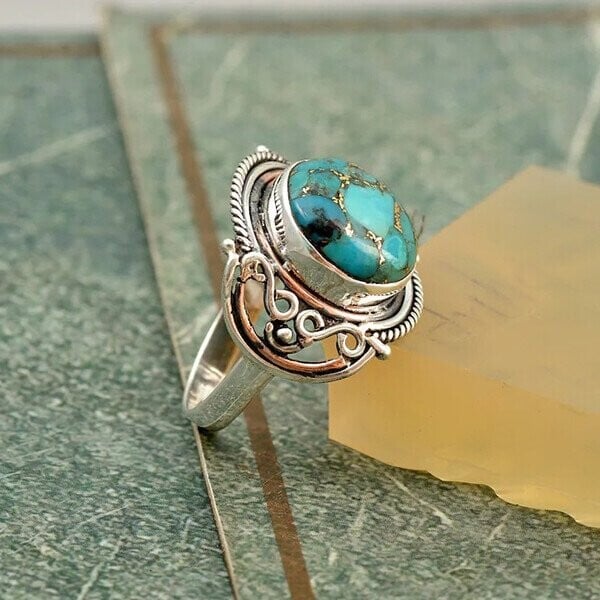 🔥🔥Boho Turquoise Silver Ring - Image 5