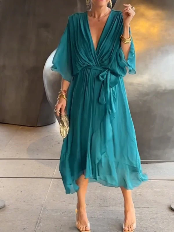 🔥🔥🔥Stylish and elegant V-neck maxi dress - Buy two and get free shipping! - Image 11