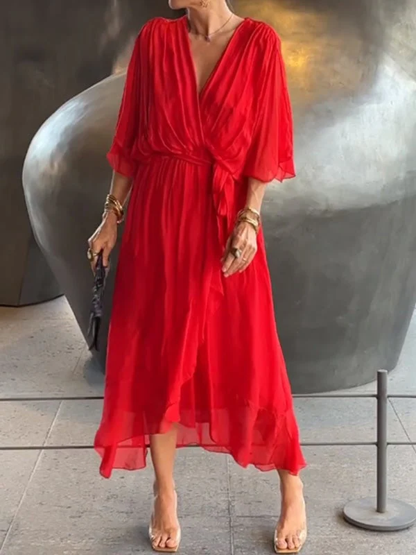 🔥🔥🔥Stylish and elegant V-neck maxi dress - Buy two and get free shipping! - Image 15