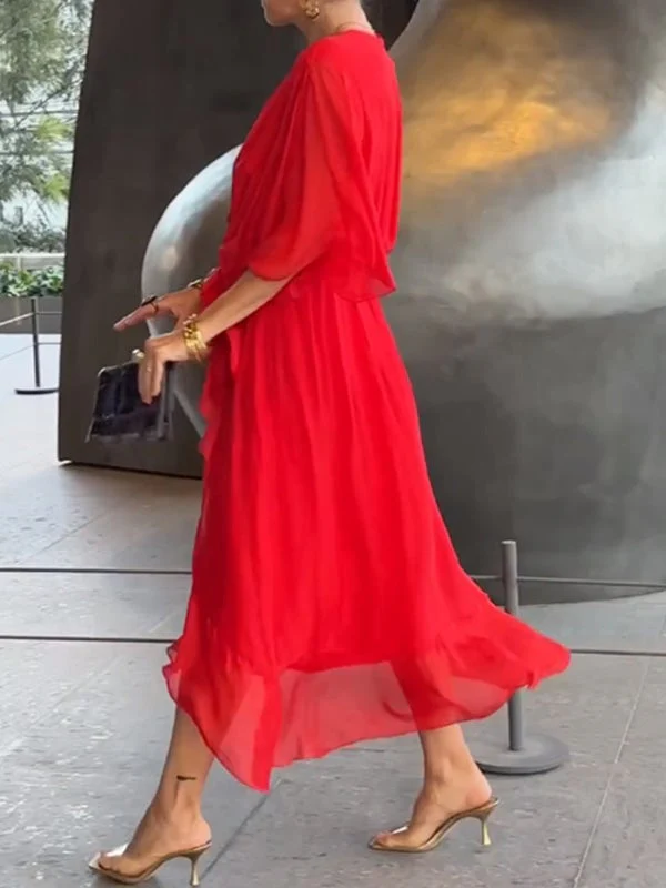 🔥🔥🔥Stylish and elegant V-neck maxi dress - Buy two and get free shipping! - Image 17