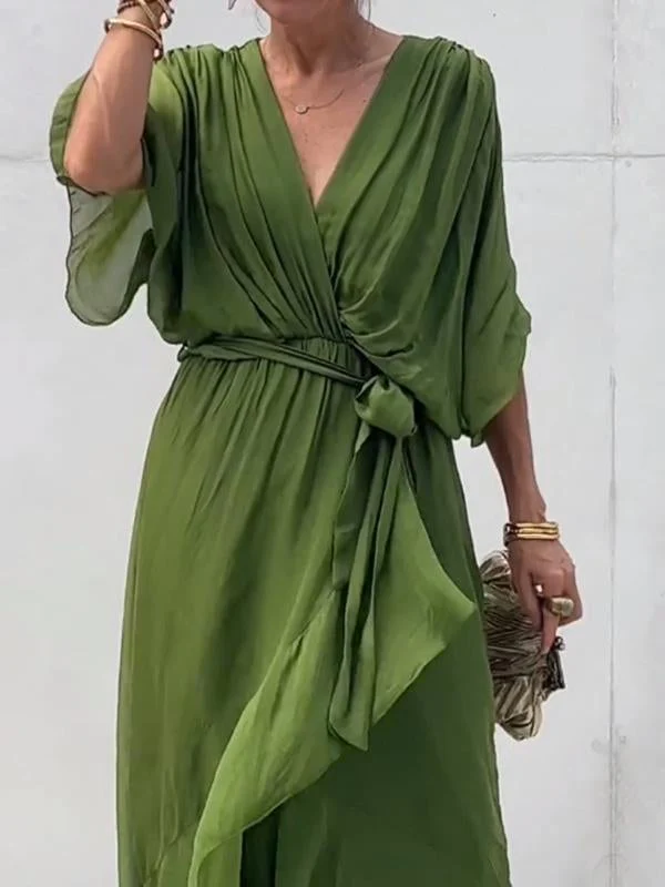 🔥🔥🔥Stylish and elegant V-neck maxi dress - Buy two and get free shipping! - Image 2