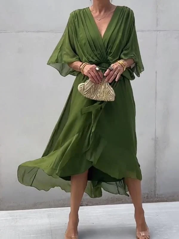 🔥🔥🔥Stylish and elegant V-neck maxi dress - Buy two and get free shipping! - Image 3