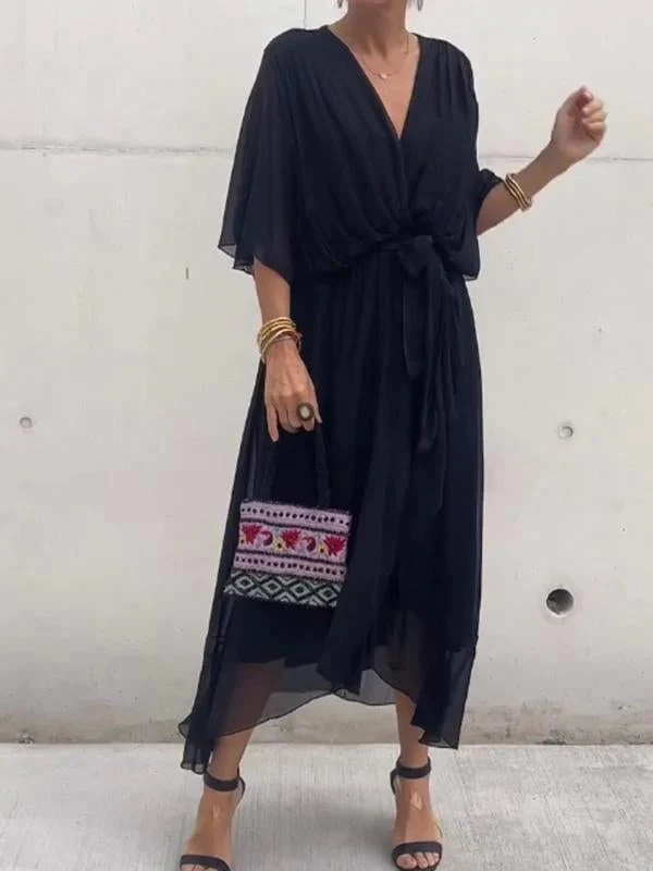 🔥🔥🔥Stylish and elegant V-neck maxi dress - Buy two and get free shipping! - Image 4