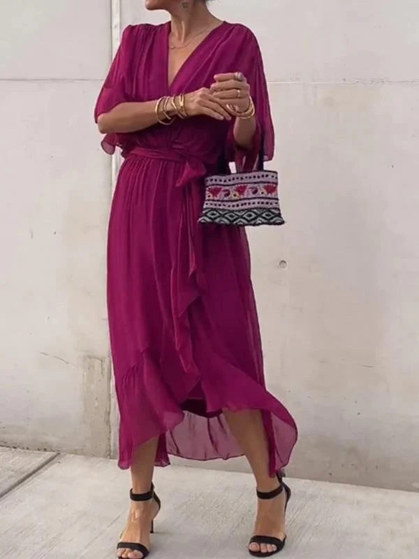 🔥🔥🔥Stylish and elegant V-neck maxi dress - Buy two and get free shipping! - Image 7