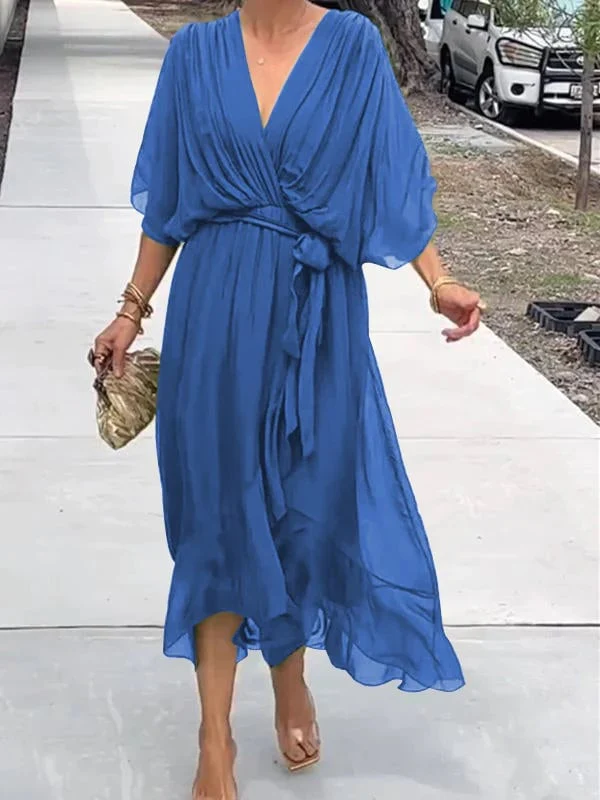 🔥🔥🔥Stylish and elegant V-neck maxi dress - Buy two and get free shipping! - Image 9