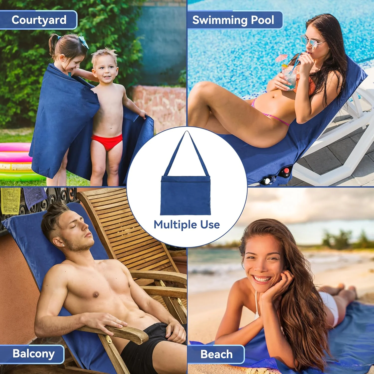 🎉Summer Hot Sale🎁Sun Lounger Towel in Bag with Pockets Storage - Image 4