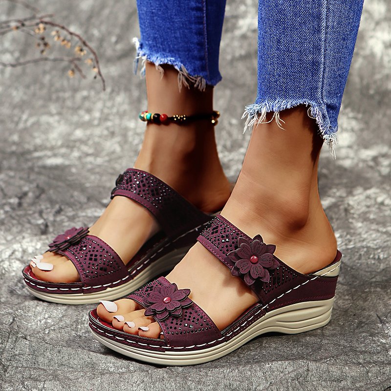 Women's Soft Footbed Orthopedic Arch-Support Floral Wedge Sandal - Image 10