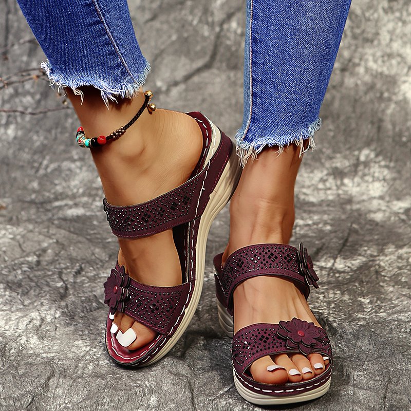 Women's Soft Footbed Orthopedic Arch-Support Floral Wedge Sandal - Image 11