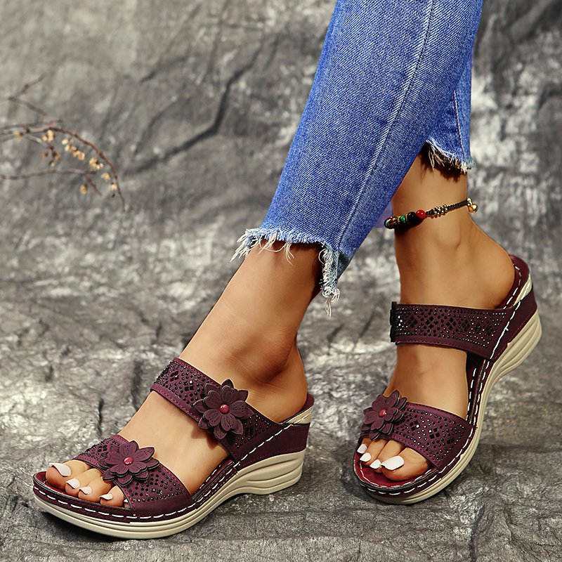 Women's Soft Footbed Orthopedic Arch-Support Floral Wedge Sandal - Image 13