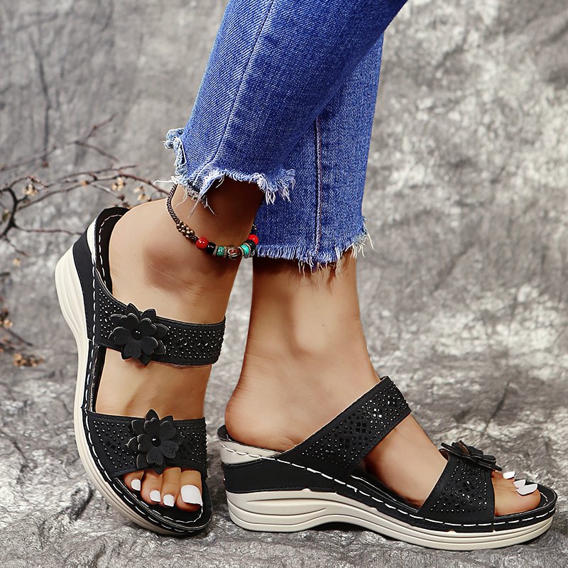 Women's Soft Footbed Orthopedic Arch-Support Floral Wedge Sandal - Image 15
