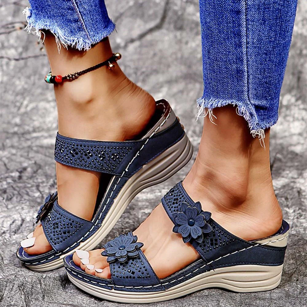 Women's Soft Footbed Orthopedic Arch-Support Floral Wedge Sandal - Image 5