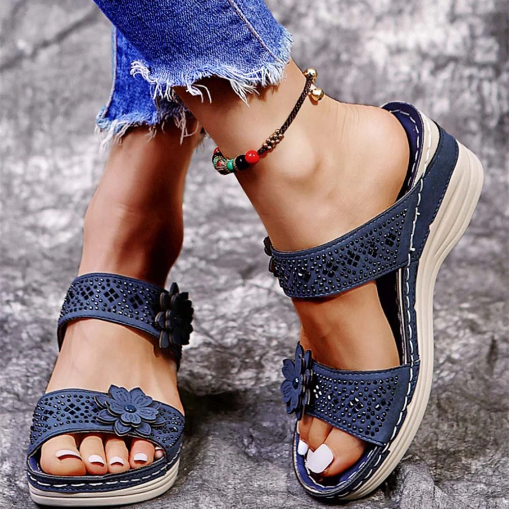 Women's Soft Footbed Orthopedic Arch-Support Floral Wedge Sandal - Image 7