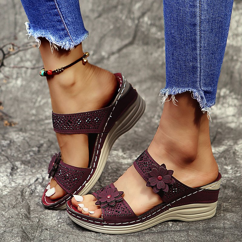 Women's Soft Footbed Orthopedic Arch-Support Floral Wedge Sandal - Image 8