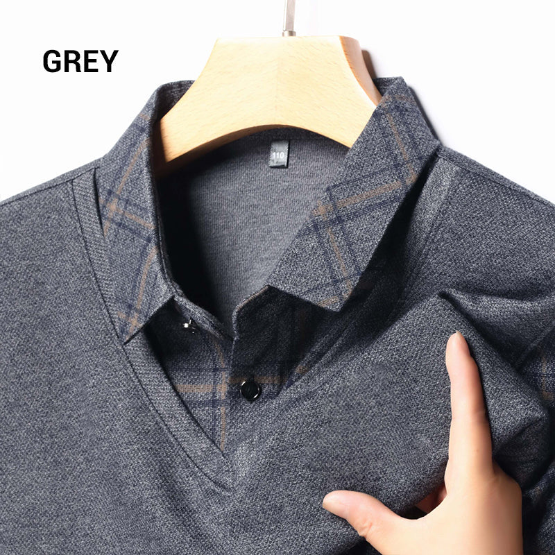 Men's Faux Two Piece Lapel Long-Sleeve Tops - Buy two and get free shipping! - Image 12