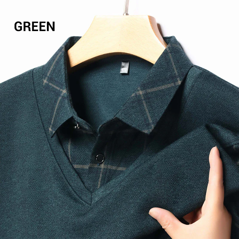 Men's Faux Two Piece Lapel Long-Sleeve Tops - Buy two and get free shipping! - Image 14