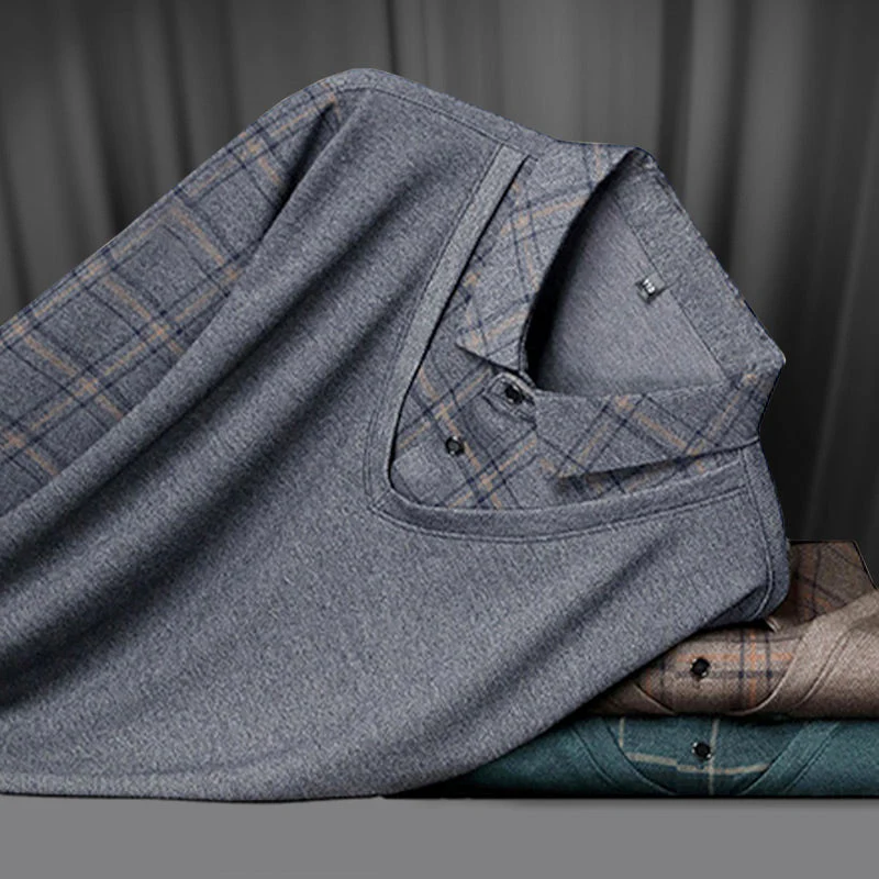 Men's Faux Two Piece Lapel Long-Sleeve Tops - Buy two and get free shipping! - Image 5