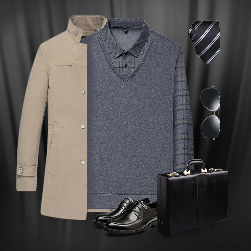 Men's Faux Two Piece Lapel Long-Sleeve Tops - Buy two and get free shipping! - Image 6