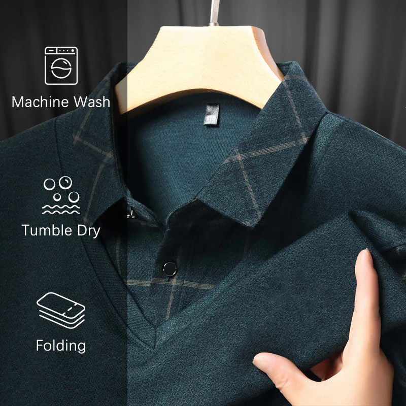 Men's Faux Two Piece Lapel Long-Sleeve Tops - Buy two and get free shipping! - Image 9