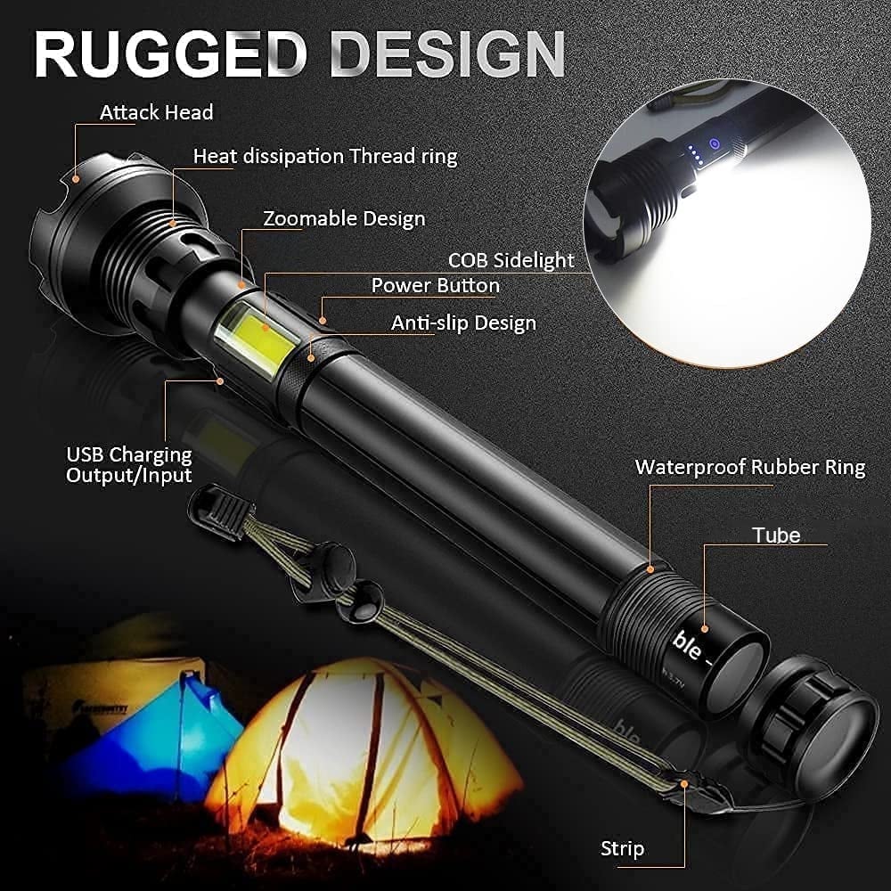 🔥LED Rechargeable Laser Flashlight High Lumen - Buy 2 Free Shipping