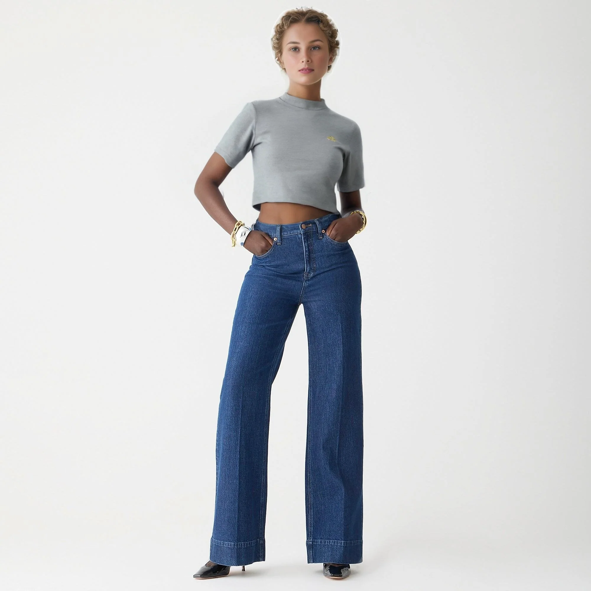 Tummy Control Tall Wide Leg Denim Trouser - Buy two and get free shipping! - Image 5