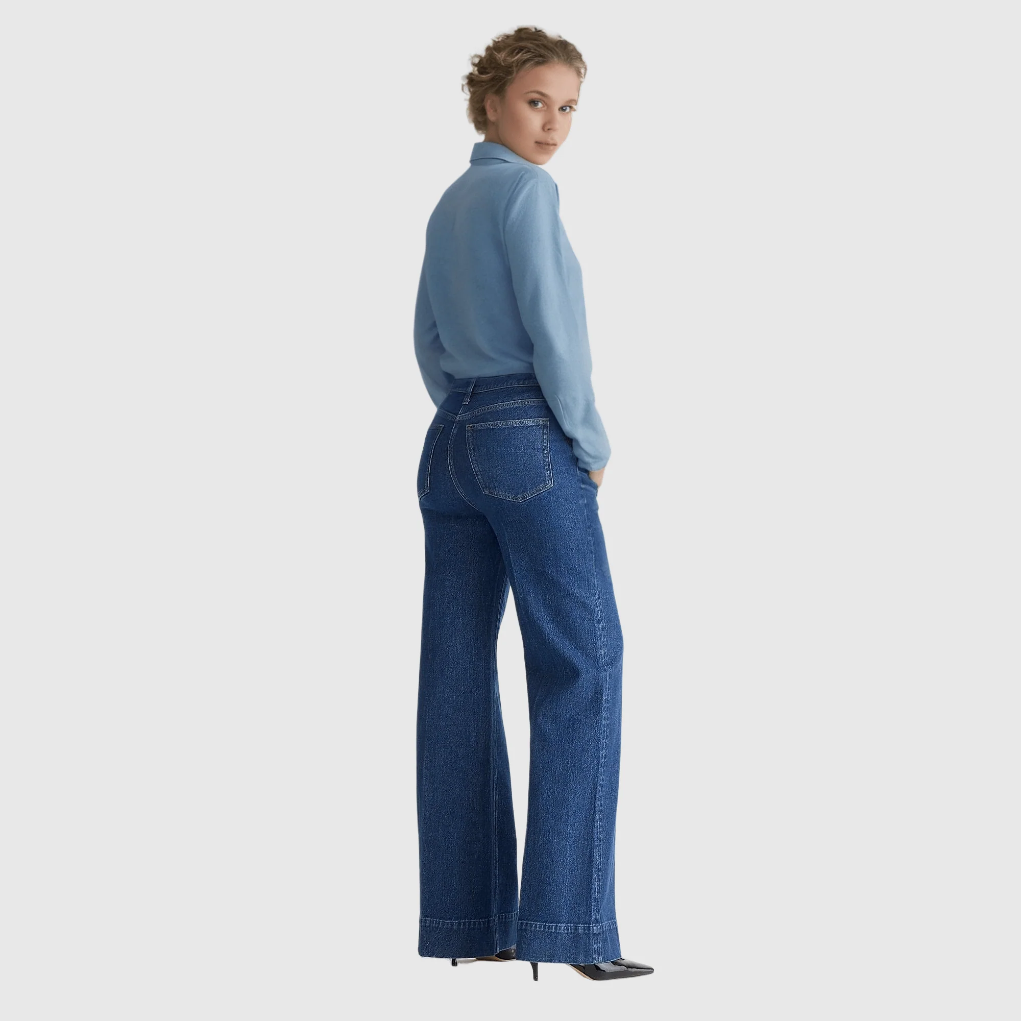 Tummy Control Tall Wide Leg Denim Trouser - Image 3