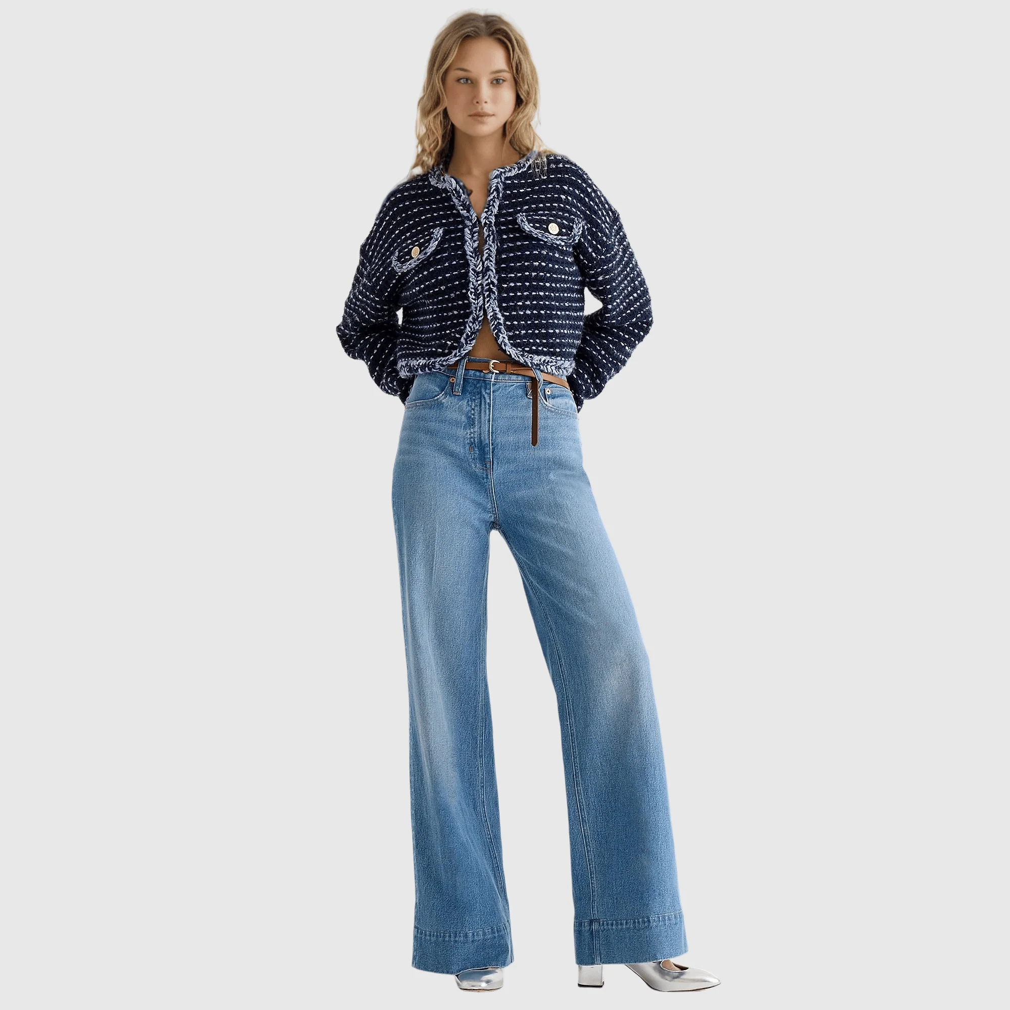 Tummy Control Tall Wide Leg Denim Trouser - Image 7