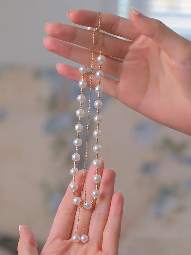 Thames Freshwater Pearl Necklace | 24k Gold Plated Copper - Image 14