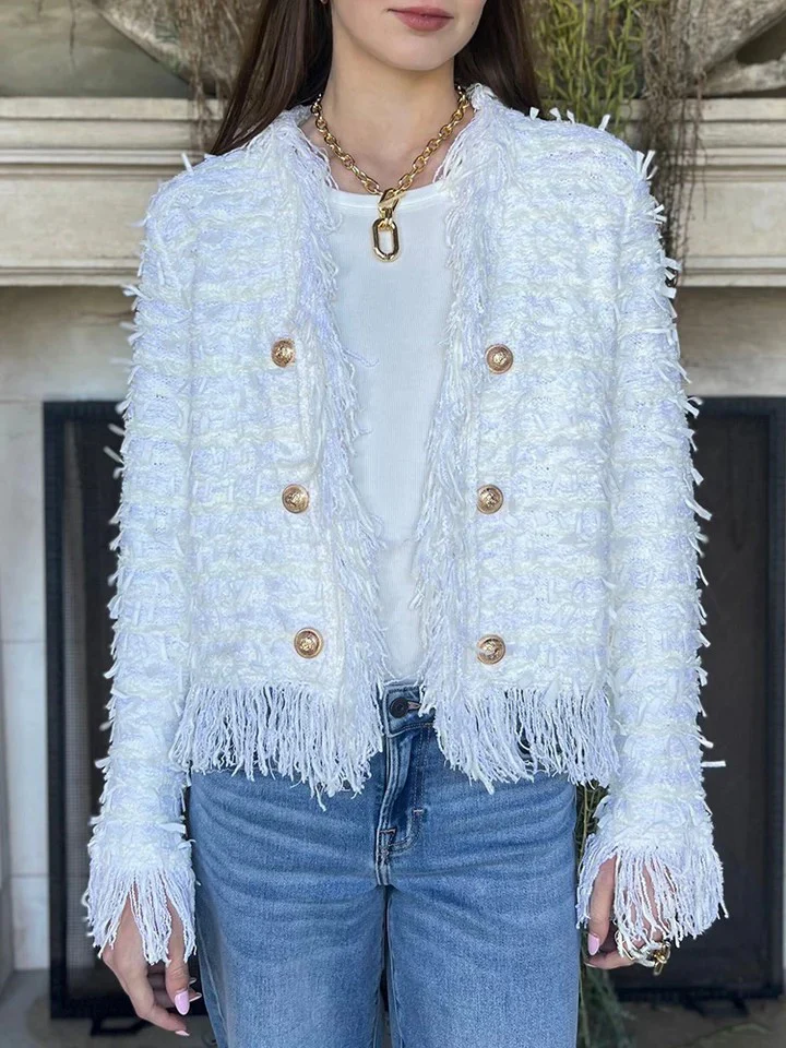 💜 Women’s Fashion Button Tassel Short Coat - Image 10