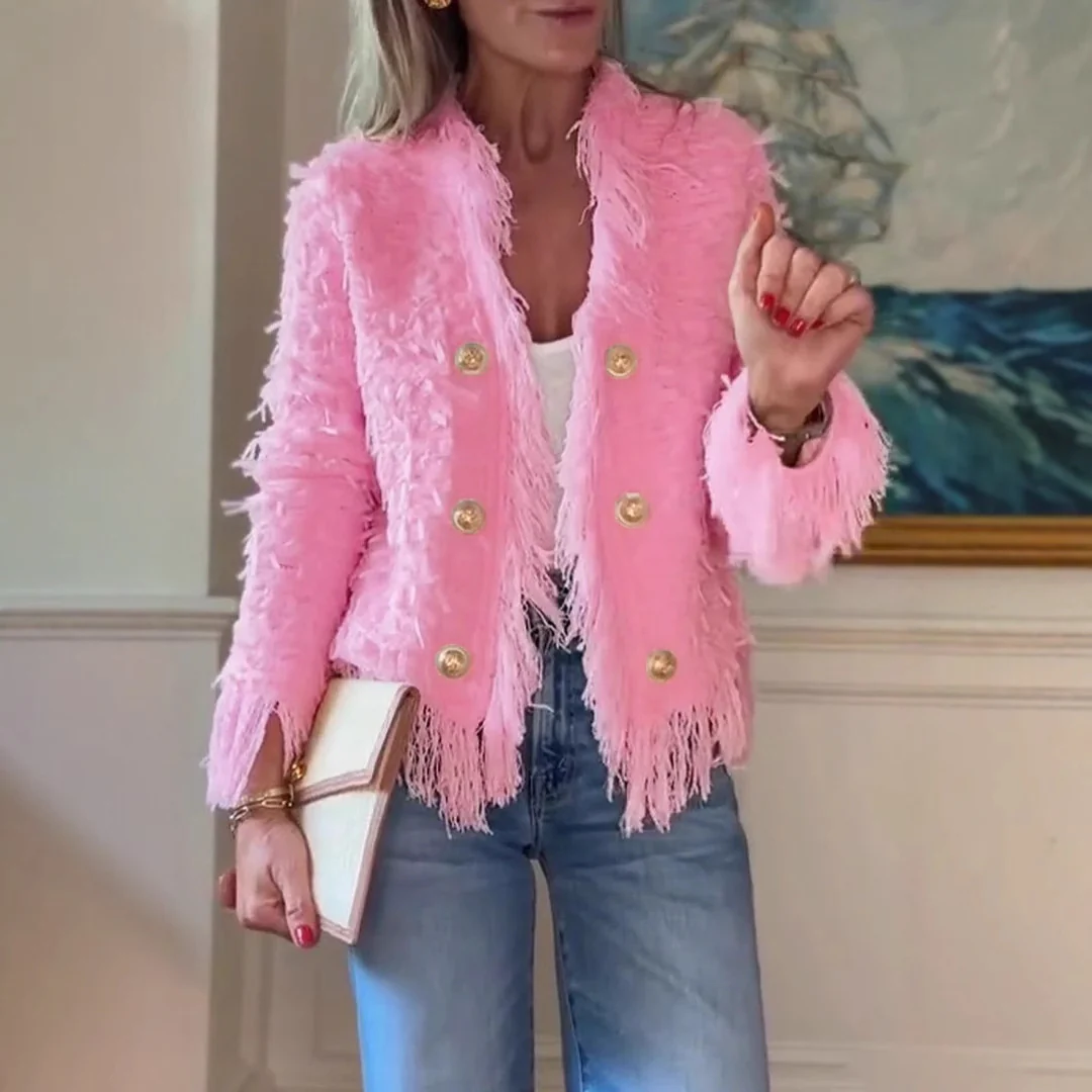 💜 Women’s Fashion Button Tassel Short Coat - Image 11
