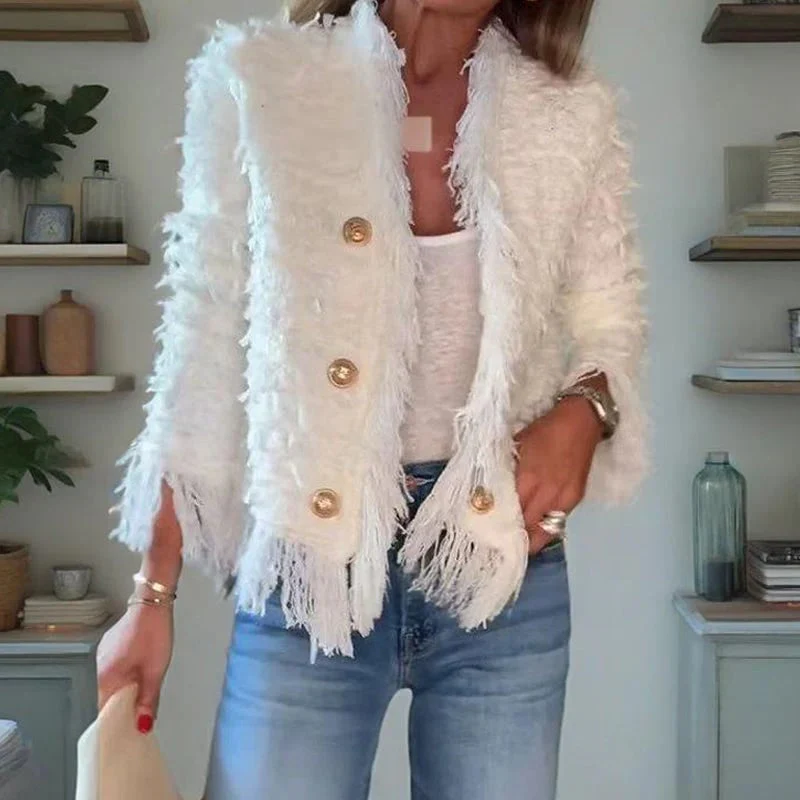 💜 Women’s Fashion Button Tassel Short Coat - Image 2