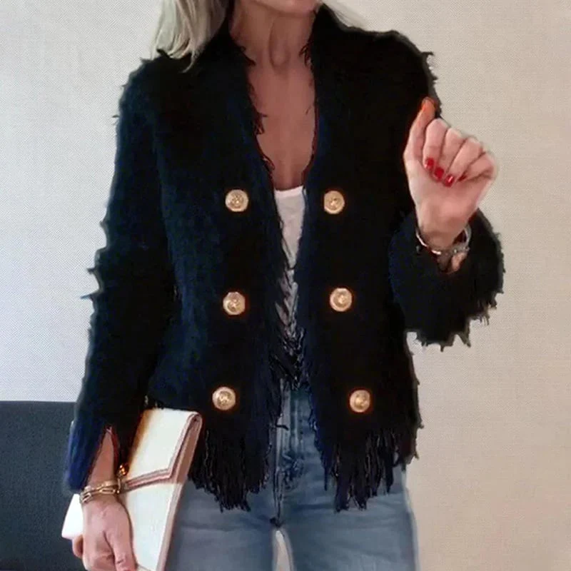 💜 Women’s Fashion Button Tassel Short Coat - Image 5