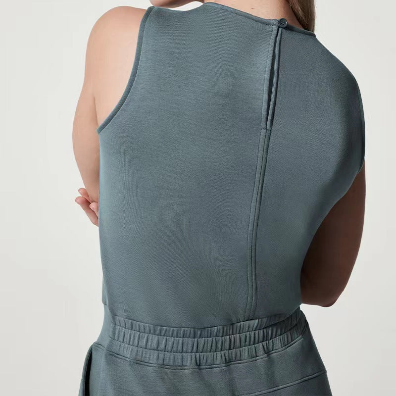 Slim casual women's sleeveless solid color v-neck trousers jumpsuit - Buy two and get free shipping! - Image 14