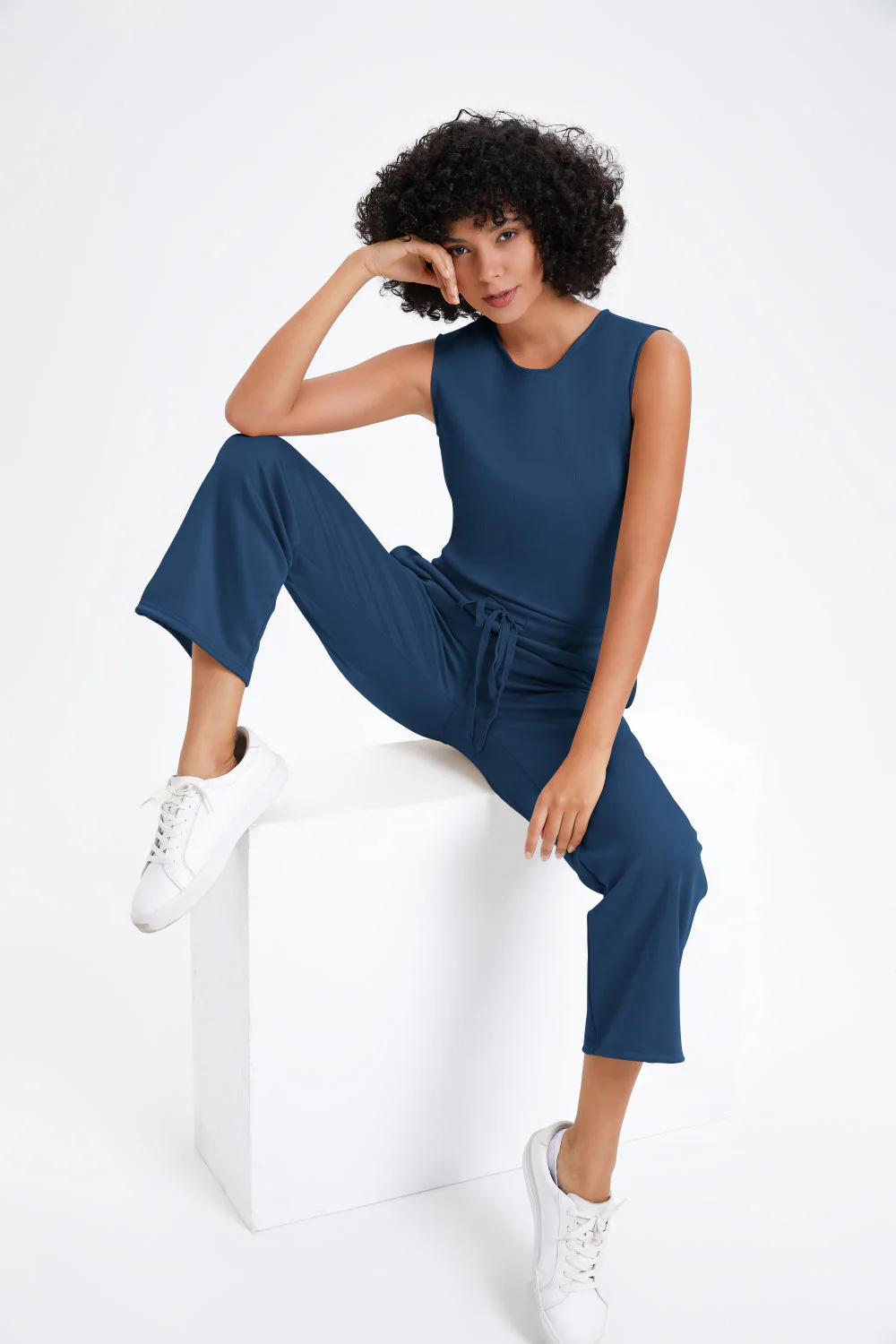 Slim casual women's sleeveless solid color v-neck trousers jumpsuit - Buy two and get free shipping! - Image 8