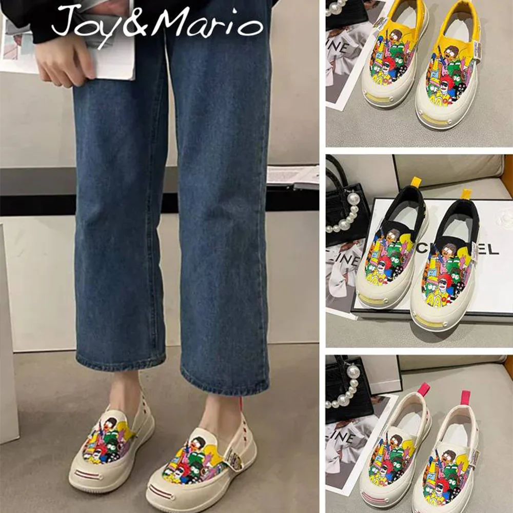 Thick-soled Slip-on Graffiti Canvas Casual Shoes - Image 5