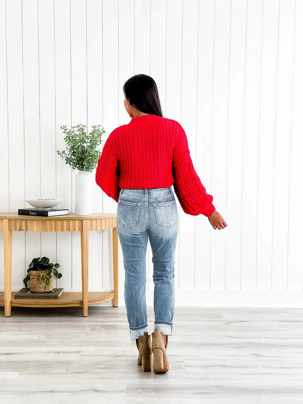 Tummy Control Distressed Cuffed Boyfriend Jeans (Buy 2 Free Shipping) - Image 17