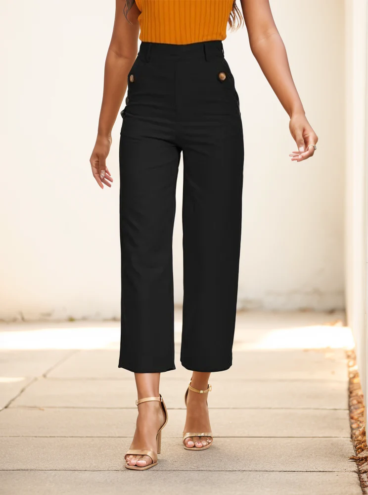 Tummy Control Twill Cropped Wide Leg Pant(Buy 2 Free Shipping) - Image 11