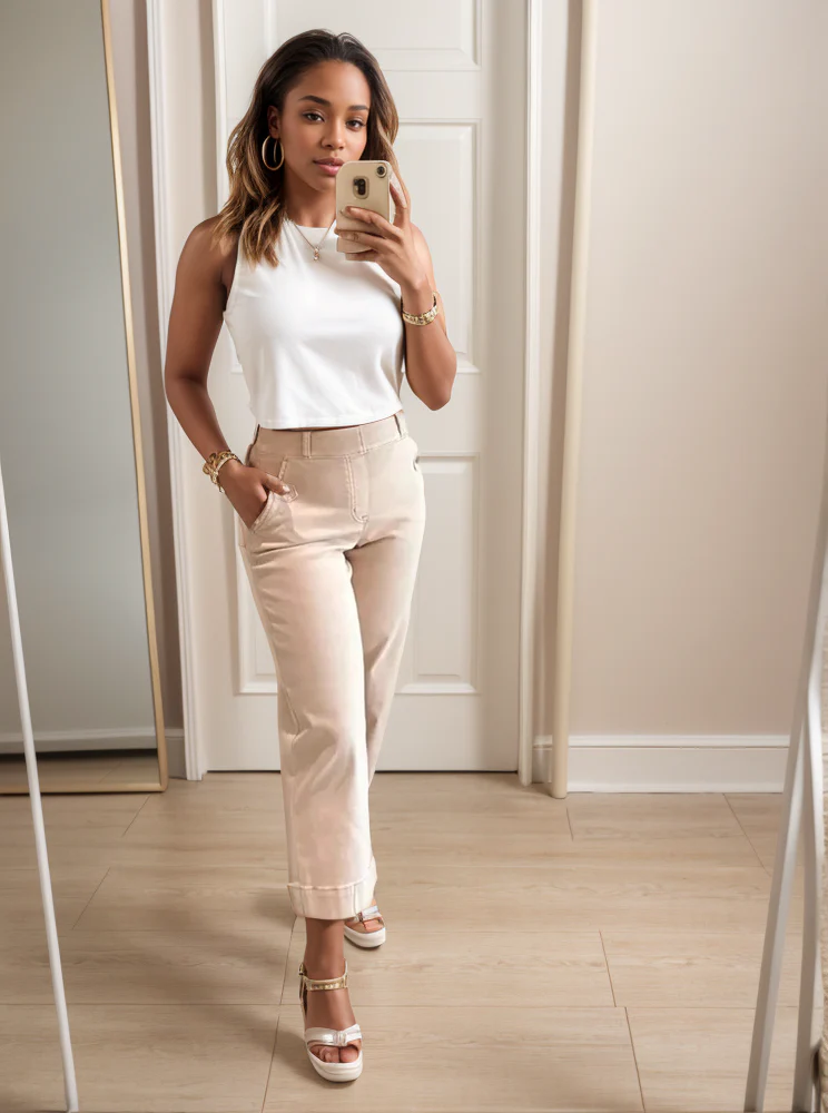 Tummy Control Twill Cropped Wide Leg Pant(Buy 2 Free Shipping) - Image 7