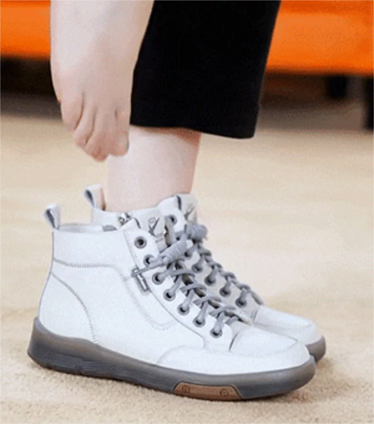 Trendy Leather Soft Sole High Top Shoes for Women - Image 2