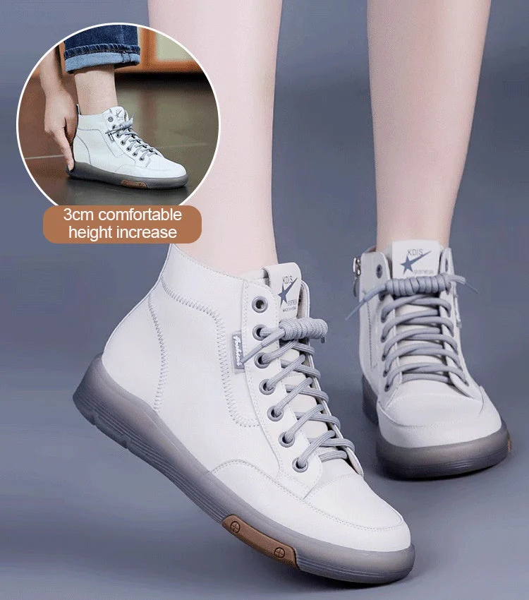 Trendy Leather Soft Sole High Top Shoes for Women - Image 4