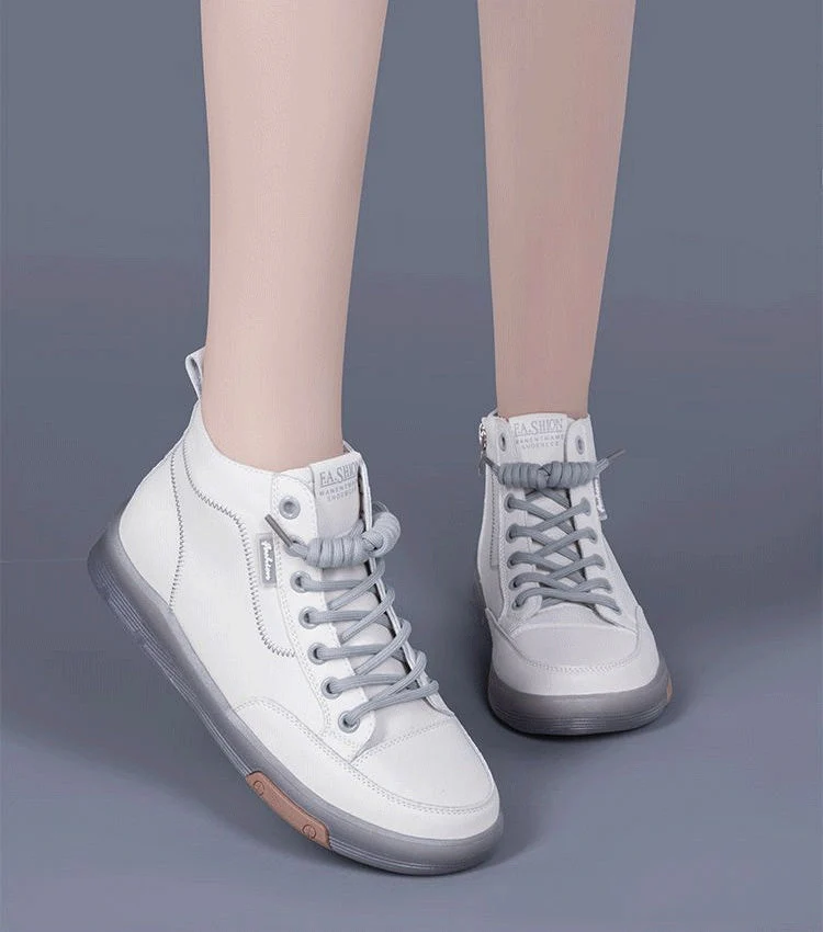Trendy Leather Soft Sole High Top Shoes for Women - Image 5