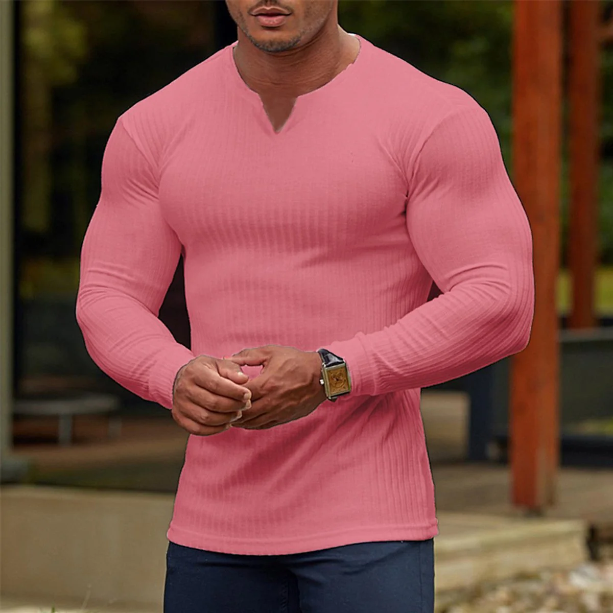 V-NECK LONG-SLEEVED SPORTS T-SHIRT - Image 3