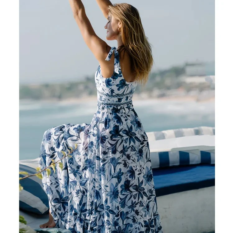 😍V Neck Ruffle Lace Up Printed One Piece Swimsuit and Skirt👗 - Image 4