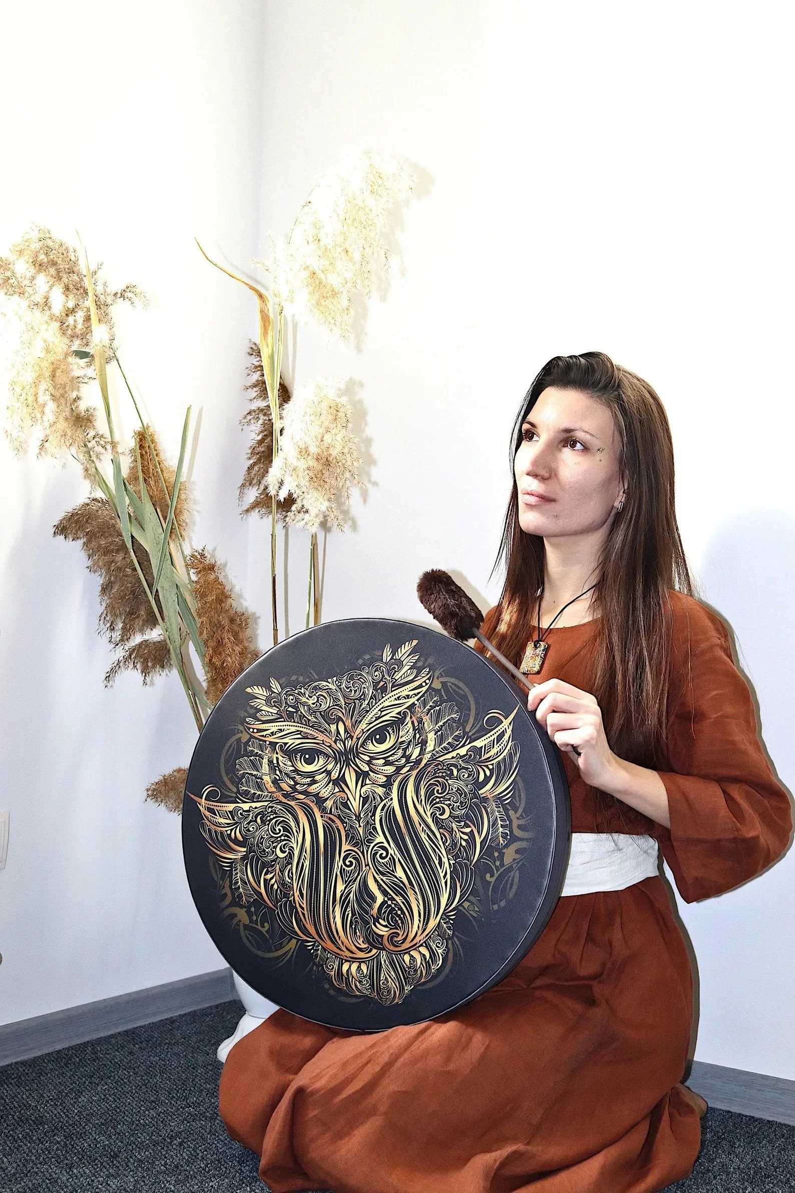 VEGAN SHAMAN DRUM "OWL SOUL", HEALING SOUND THERAPY - Image 2