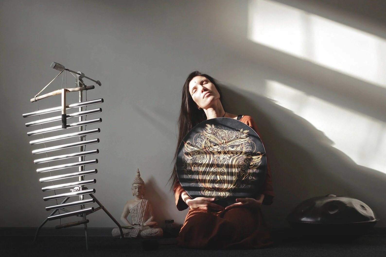 VEGAN SHAMAN DRUM "OWL SOUL", HEALING SOUND THERAPY - Image 3