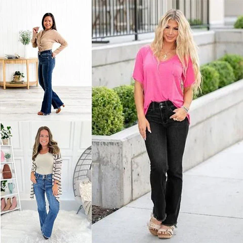💖 High Rise Non Distressed Vintage Frayed Hem Bootcut Jeans - Image 17